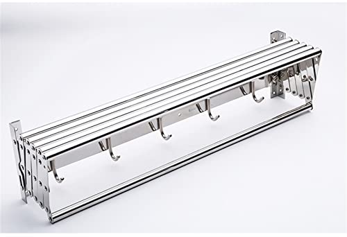 Qinhaixi Wall Mounted Laundry Drying Rack Folding Clothes Airer Towel Rail Dryer Hanger Coat Racks Retractable Washing Line Clothesline With Hooks Rod needed (Onecolor 9 Selfless dedication - Image 6