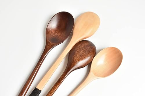 Ctigers 9 Inch (23Cm) Wood Coffee Spoons 4 Pcs Teaspoons Handmade Wood Iced Tea Spoons Long Stirring Spoon Espresso Mixing Spoons #TOP2