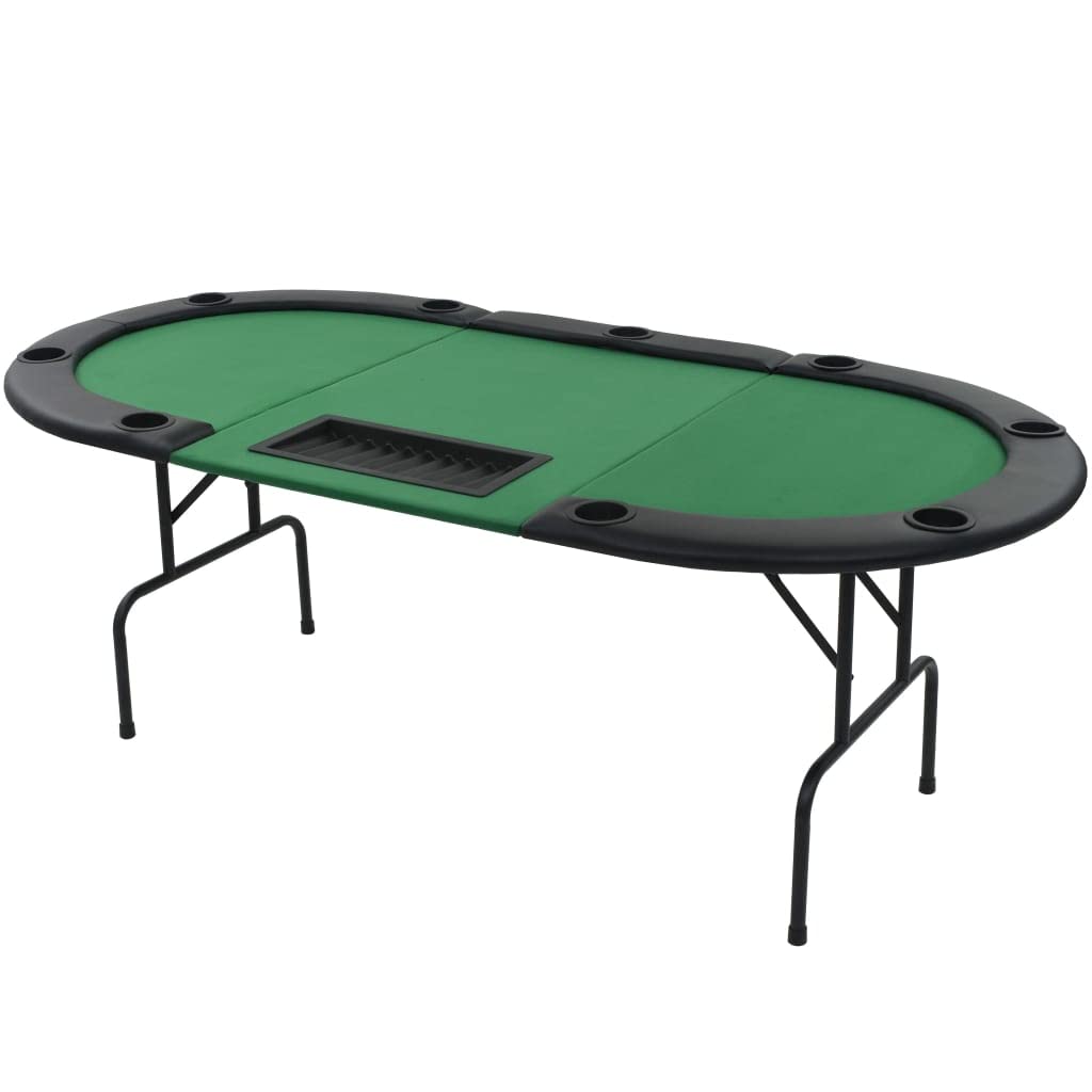 Aisifx 9-Player Folding Poker Table 3 Fold Oval Green