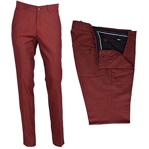 Mens Tonic Sta Press Trousers Slim Fit Retro Mod 60s 70s Vintage 2 Tone Pants (Burgundy Tonic, 38" Waist) Cover