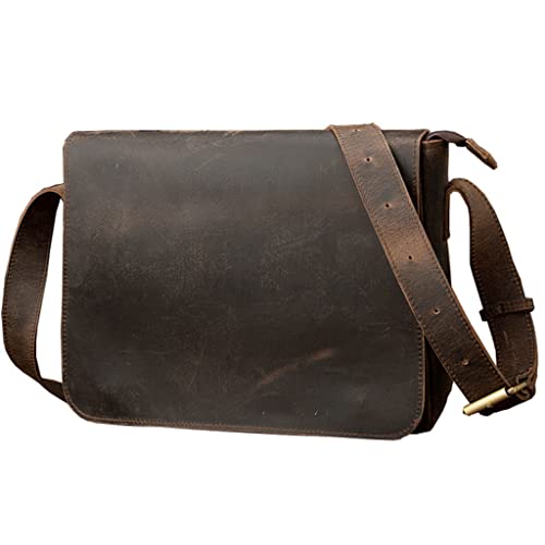 Sac de messager en cuir marron fonce avec sangles reglables pour homme actif