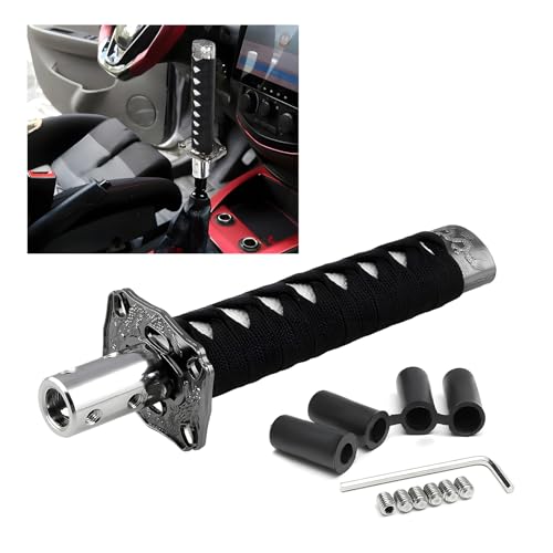 KVAEY Samurai Sword Shift Knob, Automotive Katana Manual Transmission Gear Shift Handle, Universal Aluminum Alloy Stick Shift Knob for Most Manual Vehicles, Car Accessories (Black+White)