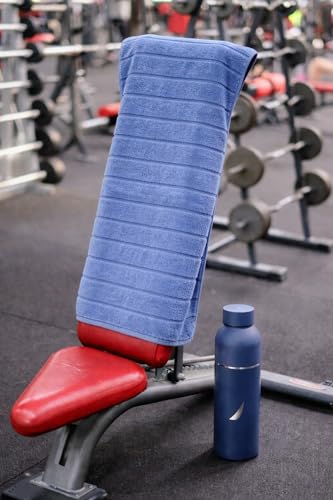 Image of NAUTICA Combo Set Gym Towel + Bottle | 3 PC Set- 1 Single WALL Bottle + 2 PCS Hand Towel | Combo Set for Gym, Yoga, Running & Training | NAVYBLUE