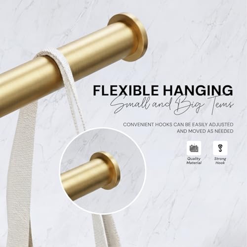 Image of MIORAH Self Adhesive Aluminum Hand Towel Holder in Bathroom | Wall Mounted Towel Hanger for Wash Basin & Bathroom Towel Hanger for Wall | Gold