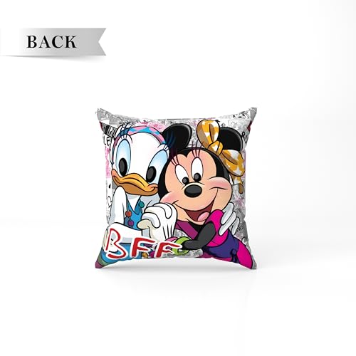 Image of Sassoon Minnie Mouse Reversible Cartoon Printed Cushion Cover, Multi (Pack of 1)