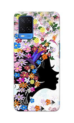 Image of Printed Hard Back Cover Case for Oppo A54 4G Back Cover (Floral Hairstyle Girl) -1803