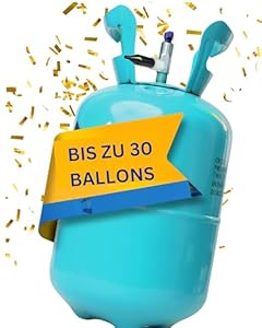 Ballongas [für ca. 30 Ballons]– Helium Balloon Gas für bis zu [ 30 Luftballons] – Ballongas - Helium Gasflasche inkl. STAHLMANN ® Informationsblatt (Für bis zu 30 Ballons)