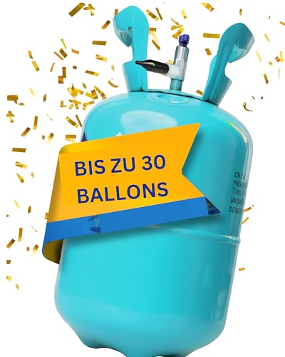 Ballongas für ca. 30 Ballons [für ca. 30 Ballons]– Helium Balloon Gas für bis zu [ 30 Luftballons] – Ballongas - Helium Gasflasche inkl. STAHLMANN ® Informationsblatt