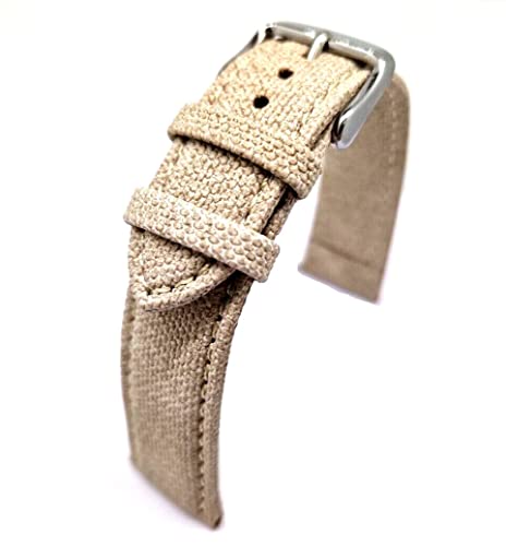 Fluco bracelet de montre 18 mm toile luxe beige taupe Allemagne