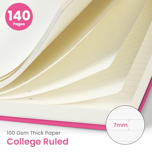 Image of Taja Lined Spiral Journal Notebook for Women & Men, 140 Pages, College Ruled Hardcover Notebook for Work & Note Taking, Journals for Writing, A5(5.7 inch x 7.9 inch) - Berry Pink