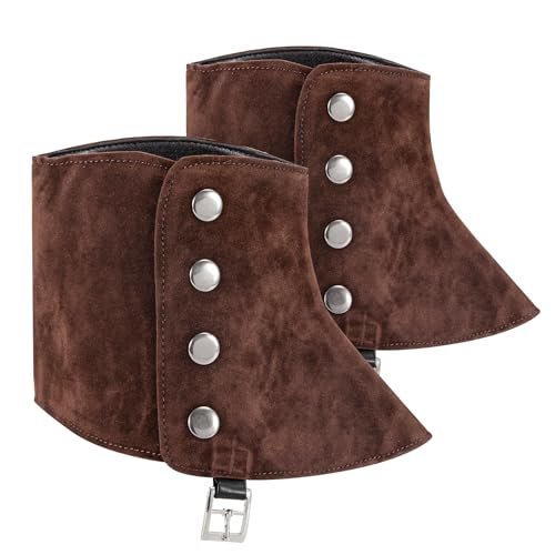 Men's Gangster Spats 20s Leather Shoe Cover White Spats for Men,Mens Womens Roaring 1920s Accessories,Dapper Days Costume Accessories,Brown,M