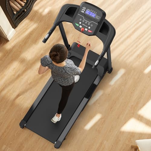 Image of Portable Foldable Treadmills for Home Gym, Small Folding Treadmill Running Walking Machine with 265 LBS Capacity, Walking Running Exercise Electric Compact Treadmill with LED Display