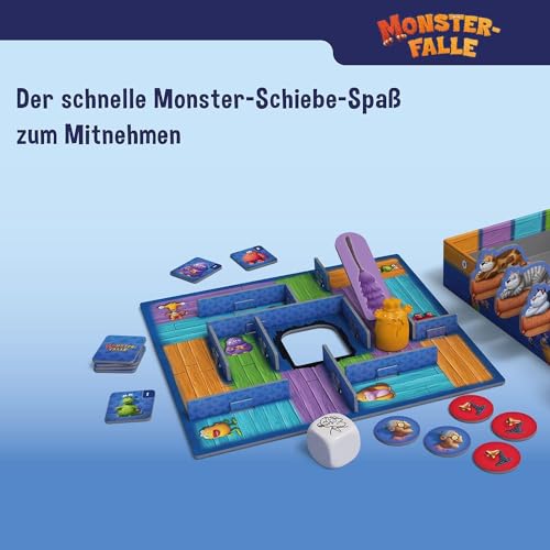 Kosmos 712709 Monsterfalle - Mitbringspiel, lustiges Kinderspiel ab 5 Jahre, für 2 bis 4 Personen, kooperatives Familienspiel, Gesellschafttspiel, kleines Geschenk, Reisespiel