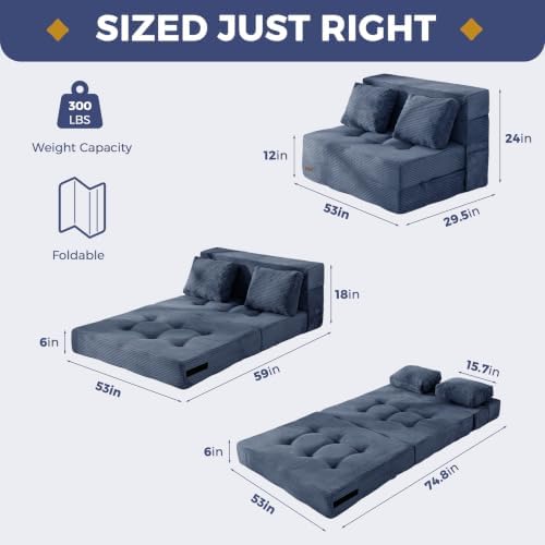 MAXYOYO Convertible Sofa Bed, Fold Out Sofa Couch with Pillow for Adults - 2