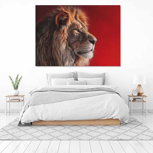 Impression sur toile lion abstrait marron 70x100cm pour decoration murale salon