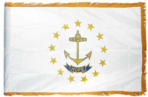 Indoor Rhode Island Flag with Gold Fringe