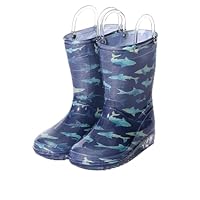 ENEN Rain Boots for Kids Girls and Boy, Rain Boots Toddler 1-9yrs Unisex Children Wellies Waterproof Non-Slip Rubber Gripped Sole for Spring Summer, School, Outdoors (ST12 Shark,3)