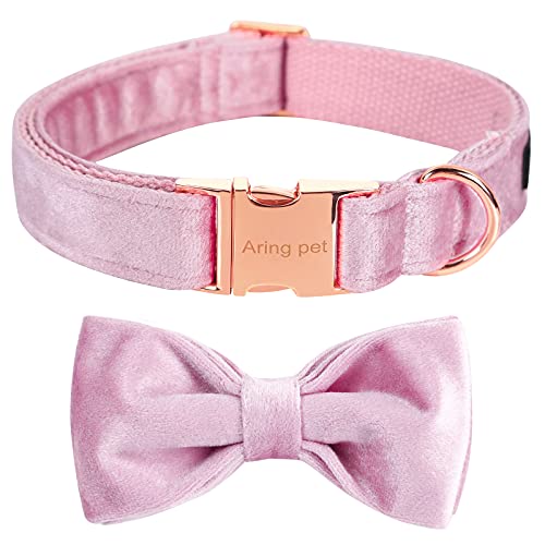 ARING PET Velvet Dog Collar-Pink Bowtie Dog Collars