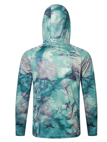 Men's UPF50+ Sun Protection Hoodie Shirt Fashion Loose Long Sleeve Rash Guard Casual Fishing Shirt with Face Mask Plus Size2