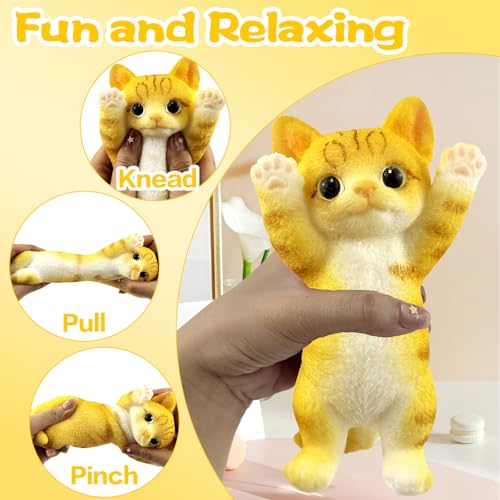 Image of Big Hand Painted Cat Squishy Toys,Large Cute Ultra Soft Kitty Squeeze Fidget Toys for Stress Relief ,Kawaii Squishies Sticky Animal Toys for Adults Kids,Decompression Sensory Balls Toys (JSH)