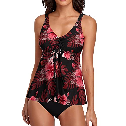 Damen Tankini Badeanzug Bauchweg Zweiteiliger Tankini Set mit Hotpants Mesh Bademode Oberteil Zweiteilig Große Größen Frauen Rock Mit Short Bauchweg Tankini günstig kaufen