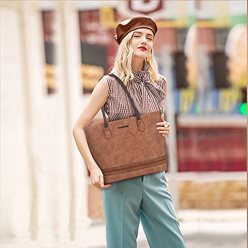 Image of Montana West Woven Tote Bags for Women Purses and Handbags with Back Zipper Pocket