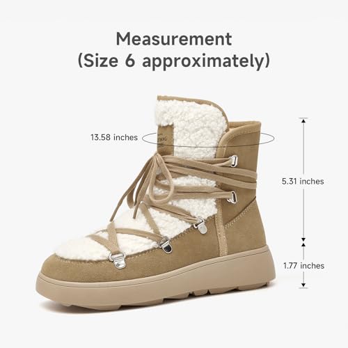 BEAU TODAY Snow Boots for Women, Suede Fur Womens Platform Boots Anti-Slip Lace Up Round Toe Ankle Boots Comfort Outdoor Walking Winter Shoes4