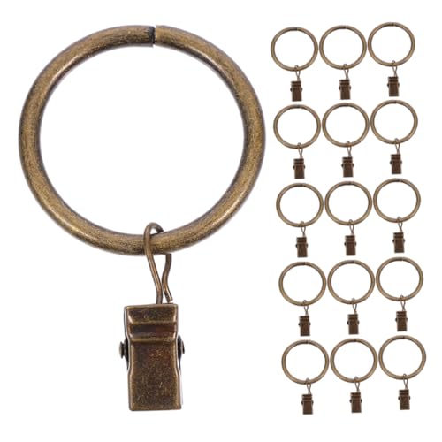 STOBAZA 32pcs Curtain Rings with Clip Metal Drapery Rings Decorative Curtain Rod Clips Hangers for Hanging Drapery Drapes Bows 1.25 Inch Interior Diameter