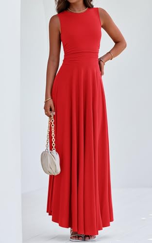 Image of PRETTYGARDEN Womens Summer Dresses 2026 Casual Sleeveless Crewneck Aline Maxi Dress Stretch Tank Flowy Long Dresses