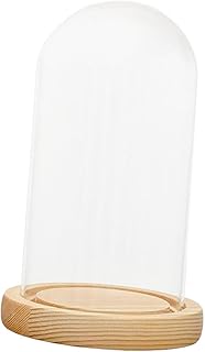 Generic Clear Glass Dome Cover Stand with Wood Base Round Display Storage Decoration Practical Multifunctional Dessert Cov...