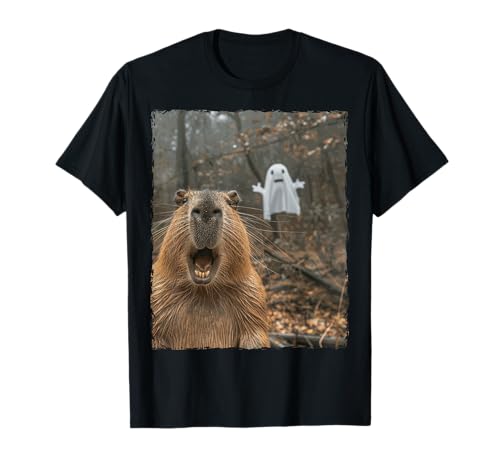 Capibara divertida Halloween t-shirt, Preto, S