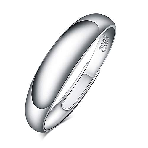 Infinite U Anillo para pareja de plata 925 con Platino, Anillos Ajustables para Compromiso Anillo de Boda para Hombre, Talla de 9,5 (15,76 mm) a 25 (20,7 mm)
