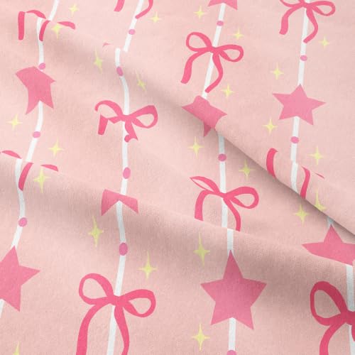 Image of NINENINE Pink Bow Star Comforter Sets, Sweet Galaxy Space Bedding 5PCS King Size Comforter Sets for Girls (1Comforter, 1Flat Sheet, 1Fitted Sheet, 2Pillowcases)