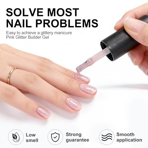 Gel Constructor para Uñas Nude Pink Glitter 15ML miniatura 6