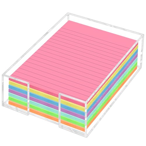 Acrylic Sticky Note Holder - 4 x 6 Inch Post It Note Holder, Crystal Clear Sticky Note Dispenser for Dorm Room Home and Office Acrylic Desk Organizer
