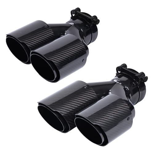 2-Pack Carbon Fiber Dual Exhaust Tips 2.5' Inlet to 3.5' Outlet, Universal Tailpipe 2.5 Inch Exhaust Muffler Tips (Gloss)
