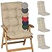 Beautissu Set de 4 Cojines sillas Jardin Flair HL - Cojín para sillas de terraza o Cojines Exterior con Respaldo Alto - 120x50x8 cm - Relleno de Copos de gomaespuma - Natural