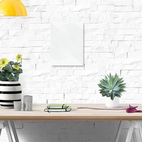 Xmmpot Contemporary White Textured Wall Art: Retro Plaster Geometric Abstract Painting Line Spiral Shapes Wall Decor For Living Room thumb #4