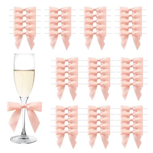 MORSUNBELA Nœuds Roses Décoratifs Anniversaire Petits Nœuds Cadeau pour Mariage Communion Noël, Lot de 50 Pièces