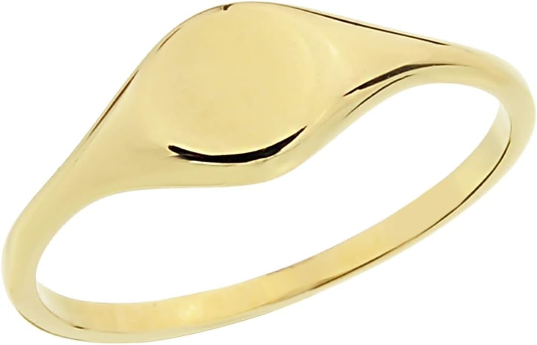 14K Real Solid Gold Oval Signet Ring for Women, Gold Stacking Ring, Gift for Her, Birthday Christmas Gifts