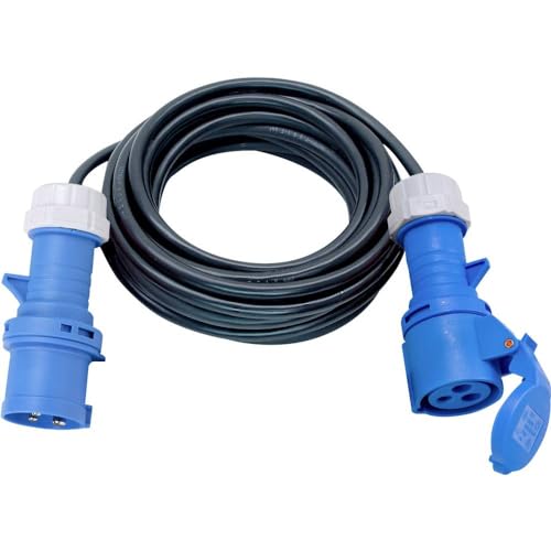 Brennenstuhl Cable alargador de 10 m de Enchufe y Toma de Corriente CEE 230V/16A (Conector y Clavija CEE, para Uso en Exteriores, Obra, Industria, Camping, Fabricado en Alemania) Negro