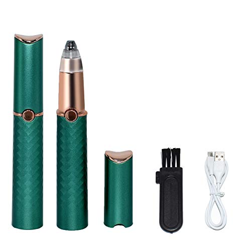 AVJONE Eyebrow Trimmer Eyebrow Hair Shaper Face Lip Nose Hair Remover Eyebrow Razor Eyebrow Epilator with Light for Men Women Rechargeable USB Battery (Green)