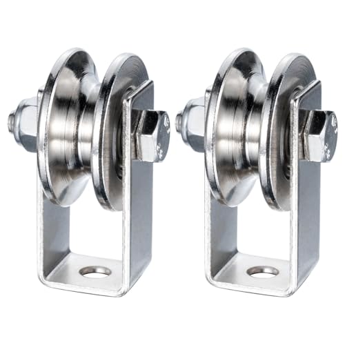 KCNOFNC Polea de inversión de 40 mm con 2 rodamientos de bolas, acero inoxidable, polea para cuerdas de 8 mm, capacidad de carga de 200 kg, 2 unidades