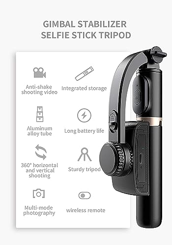 Image of WISTAR Gimbal Stabilizer for Smartphone with Extendable Bluetooth Selfie Stick and Tripod, Multifunction Remote 360 Degree Automatic Rotation, for iPhone /Android Q08