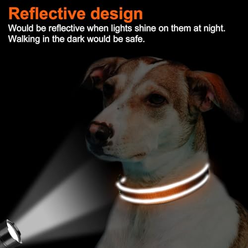 Joytale Halsband Hund, Gepolstertes Hundehalsband Breit aus Neopren Nylon Hundehalsband Verstellbar für Mittelgroße Hunde, Weich und Reflektierend Hundehalsbänder, M, Orange
