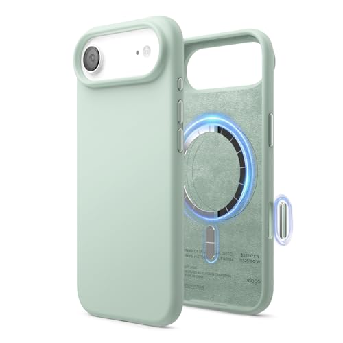 Image of elago for iPhone Air Case, Premium Magnetic Silicone Case, Compatible with MagSafe, Liquid Silicone Material, Protective Cover, Shockproof, Slim Phone, 6.5 inch (Mint)