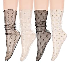 4 Pair- Black White Lace