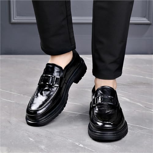 Men's Genuine Leather Slip-On Loafers Autumn Business Casual Dress Shoes Trendy Oxfords3