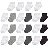 Fruit of the Loom Baby 22-Pack Grow & Fit Flex Zones Low Cut Stretch Socks - Unisex, Girls, Boys (0-6 Months, Grey)