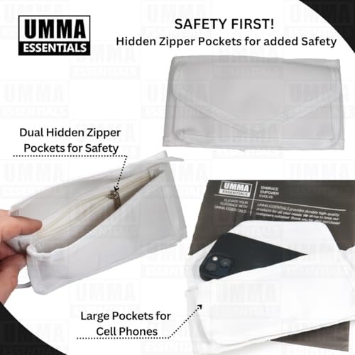 Premium Ahram Ihram Belt for Hajj & Umrah – Hidden Safety Zipper Pockets, Adjustable Waist (23”– 47”), Large Pockets for Cell phone and Sturdy Buckle with Lock Release4